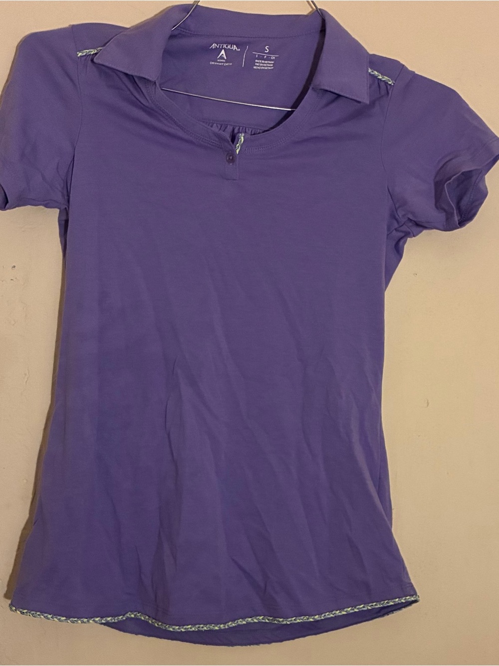 Antigua Purple Short Sleeve Polo Tee with Zip Placket